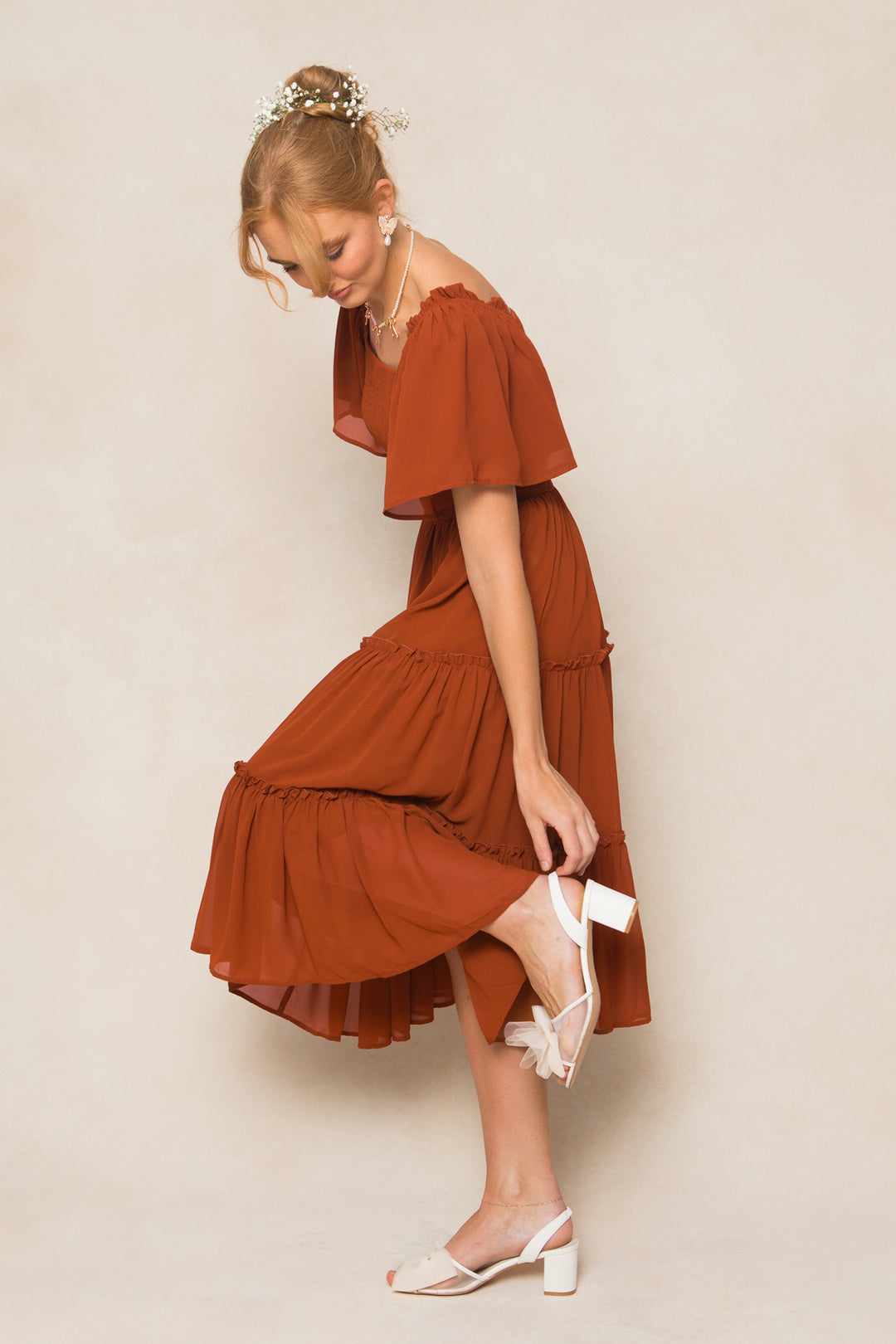 Ellie Dress in Amber Chiffon