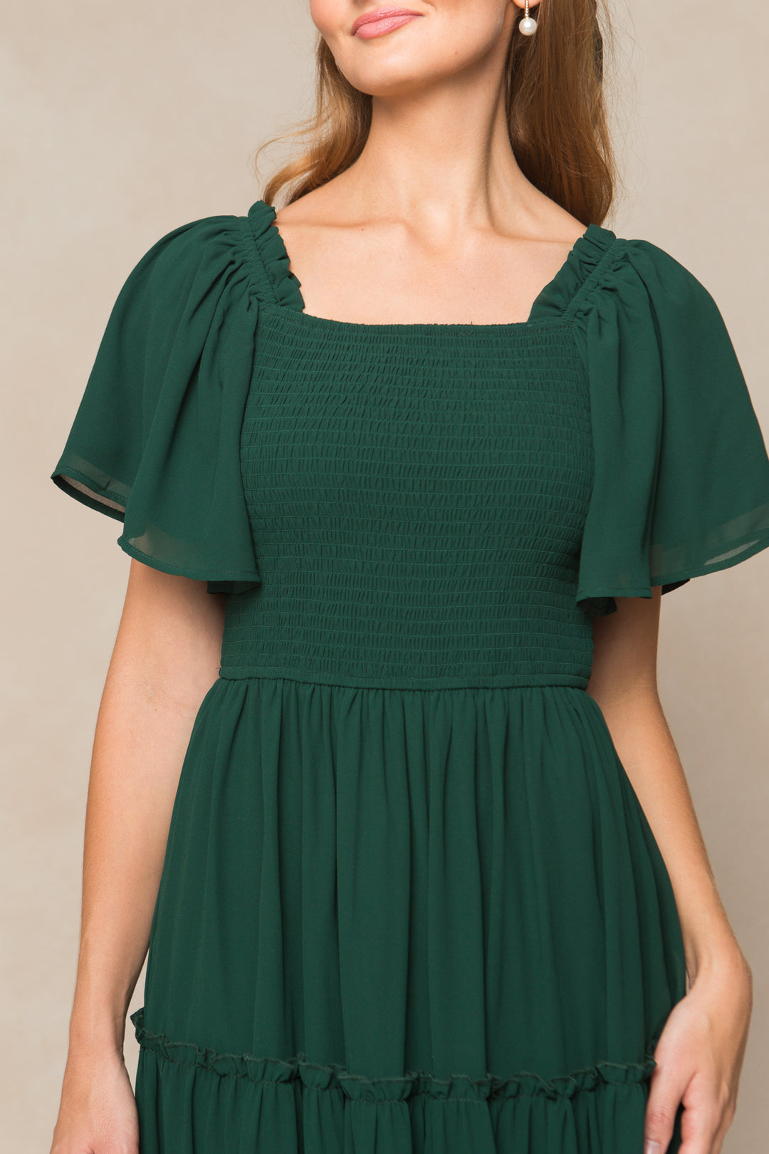 Ellie Dress in Emerald Chiffon