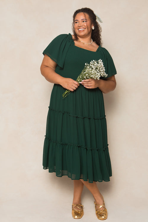 Ellie Dress in Emerald Chiffon