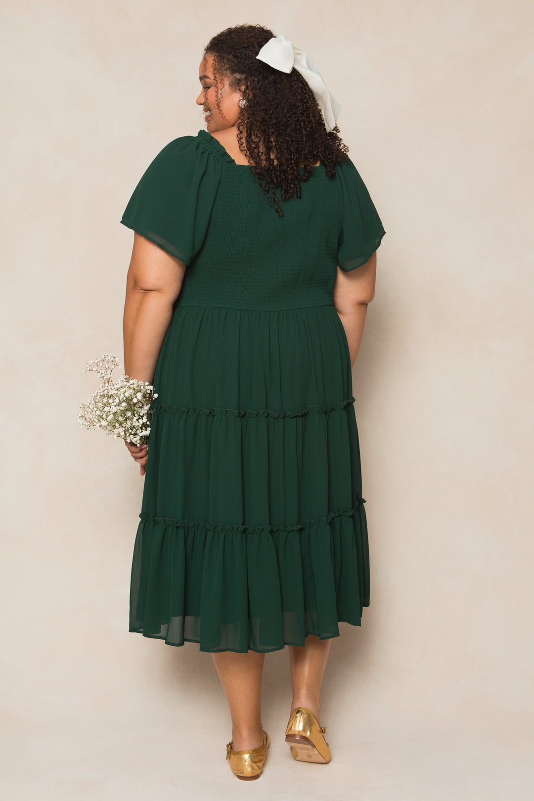 Ellie Dress in Emerald Chiffon