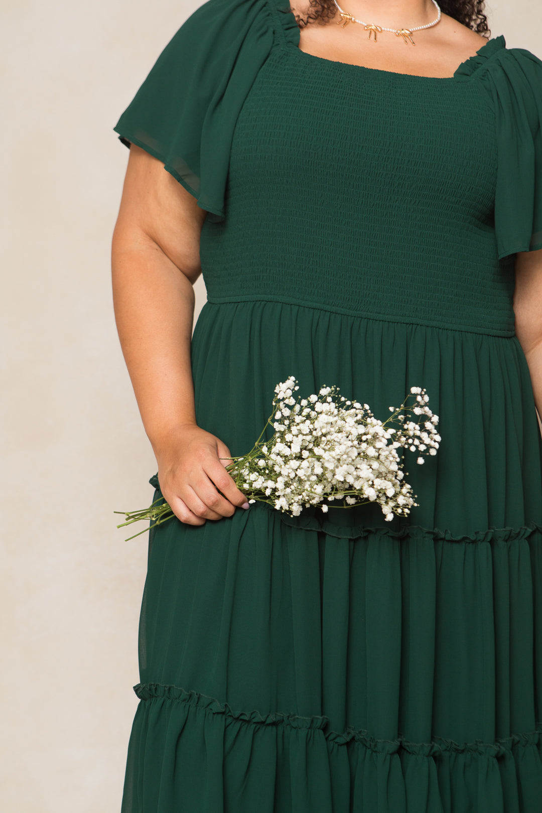 Ellie Dress in Emerald Chiffon