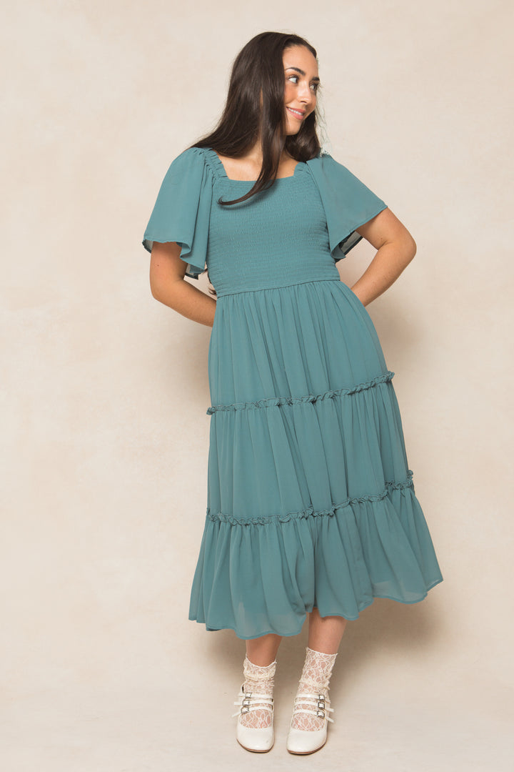 Ellie Dress in Seaglass Chiffon