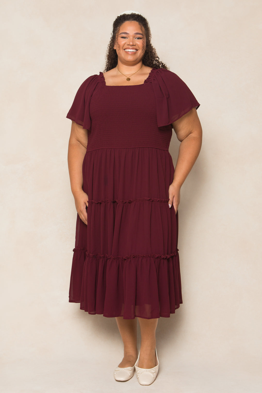 Ellie Dress in Wine Chiffon