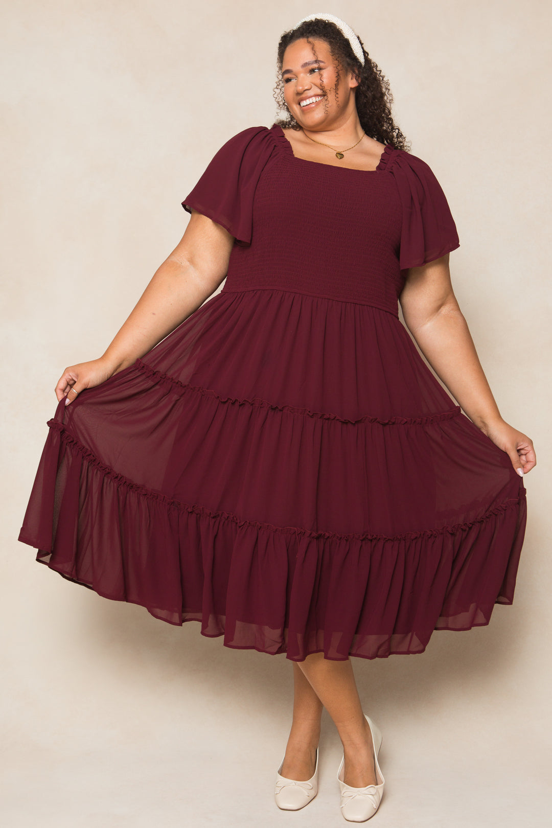 Ellie Dress in Wine Chiffon