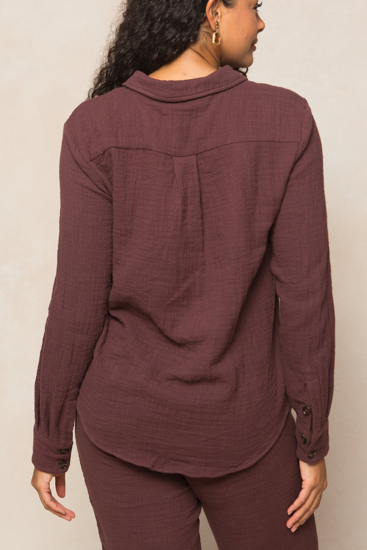 Emerson Blouse in Brown - FINAL SALE