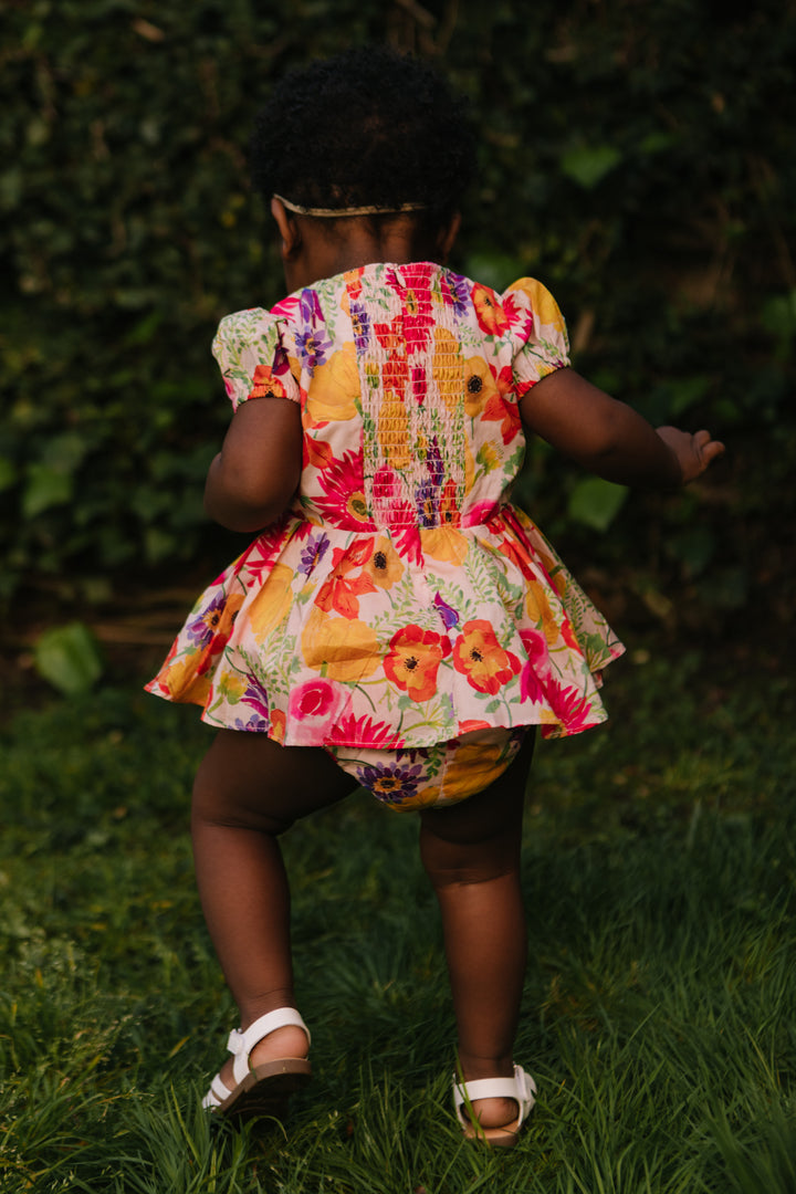 Baby Fleur Skirted Romper in Multicolor Floral