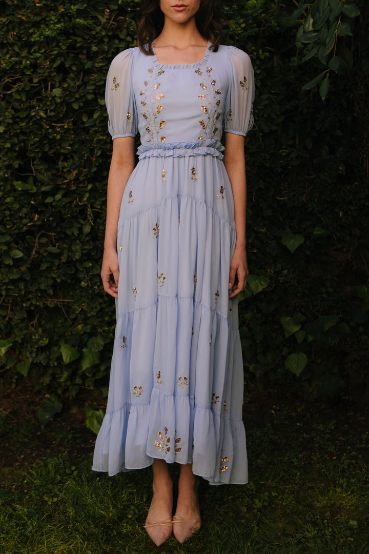 Folklore Dress in Baby Blue