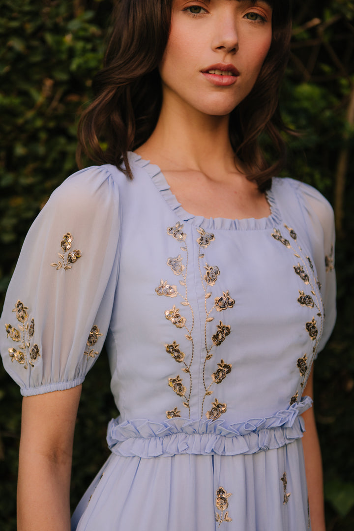 Folklore Dress in Baby Blue