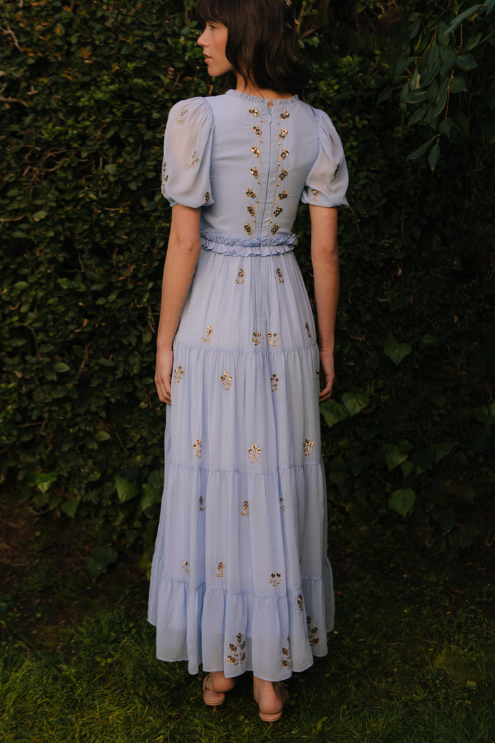 Folklore Dress in Baby Blue