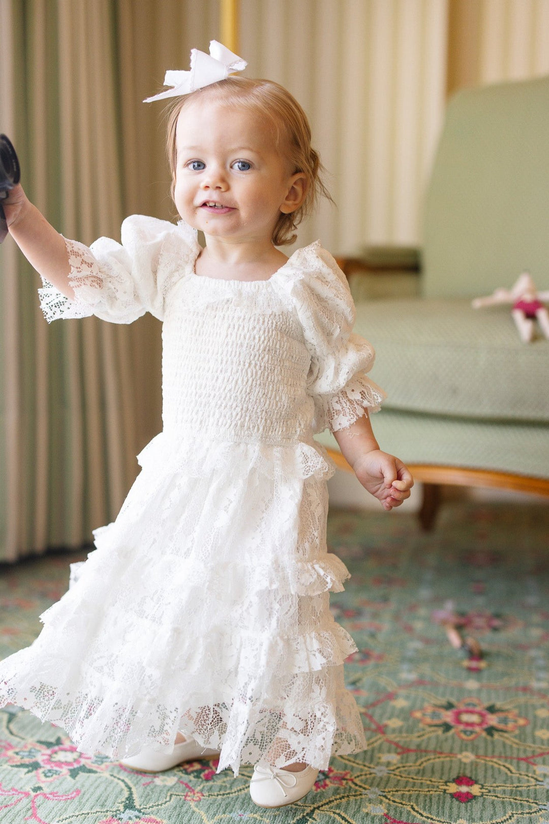 Mini Francie Dress in White Lace