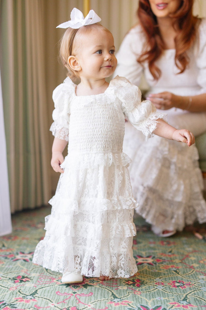 Mini Francie Dress in White Lace