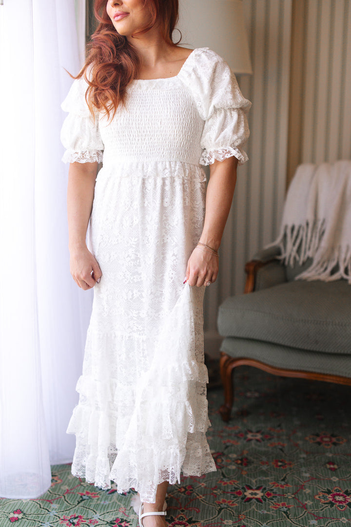 Francie Dress in White Lace