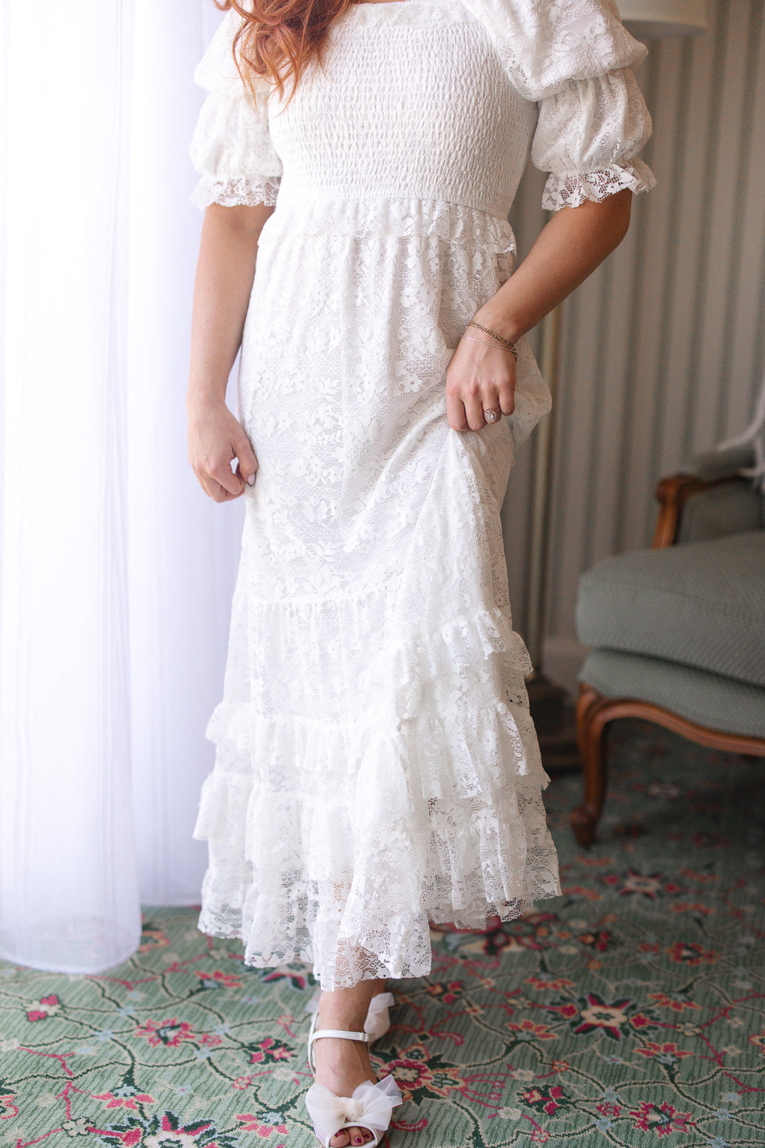 Francie Dress in White Lace