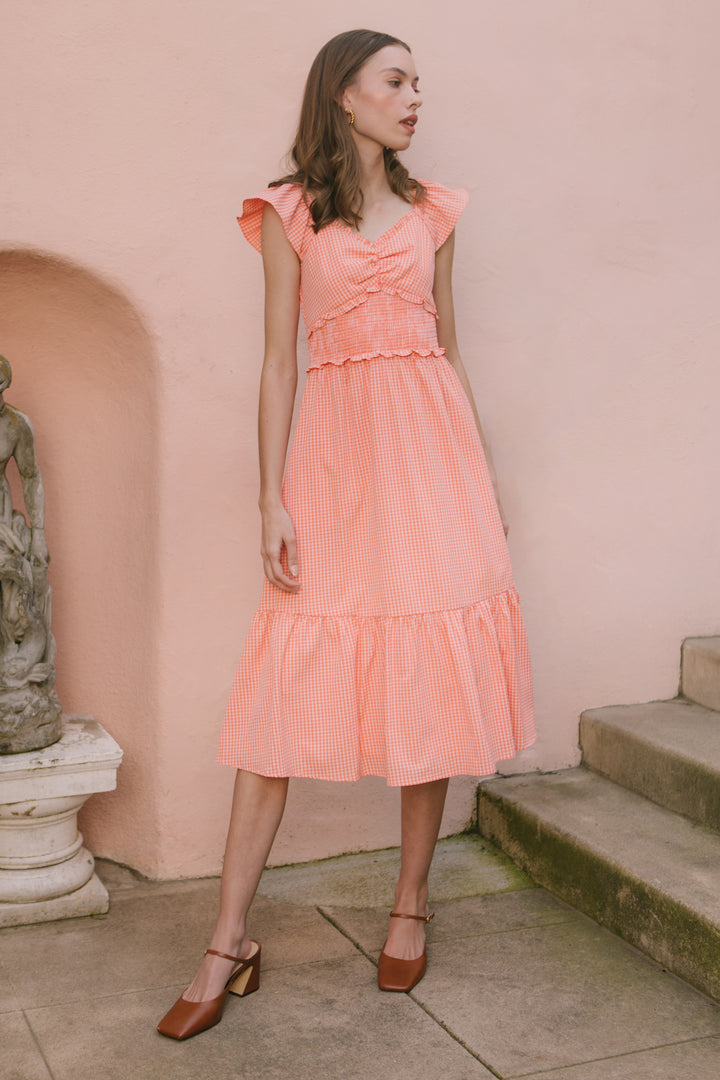 Gidget Dress in Orange Gingham