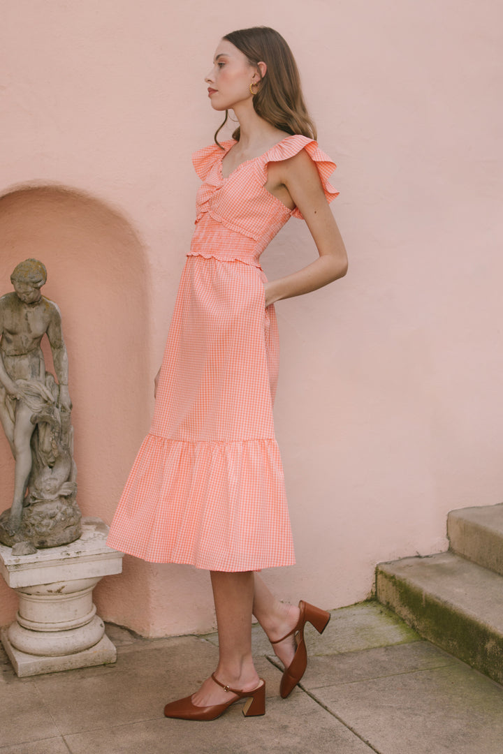 Gidget Dress in Orange Gingham