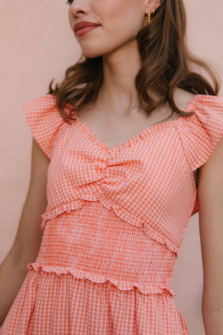Gidget Dress in Orange Gingham