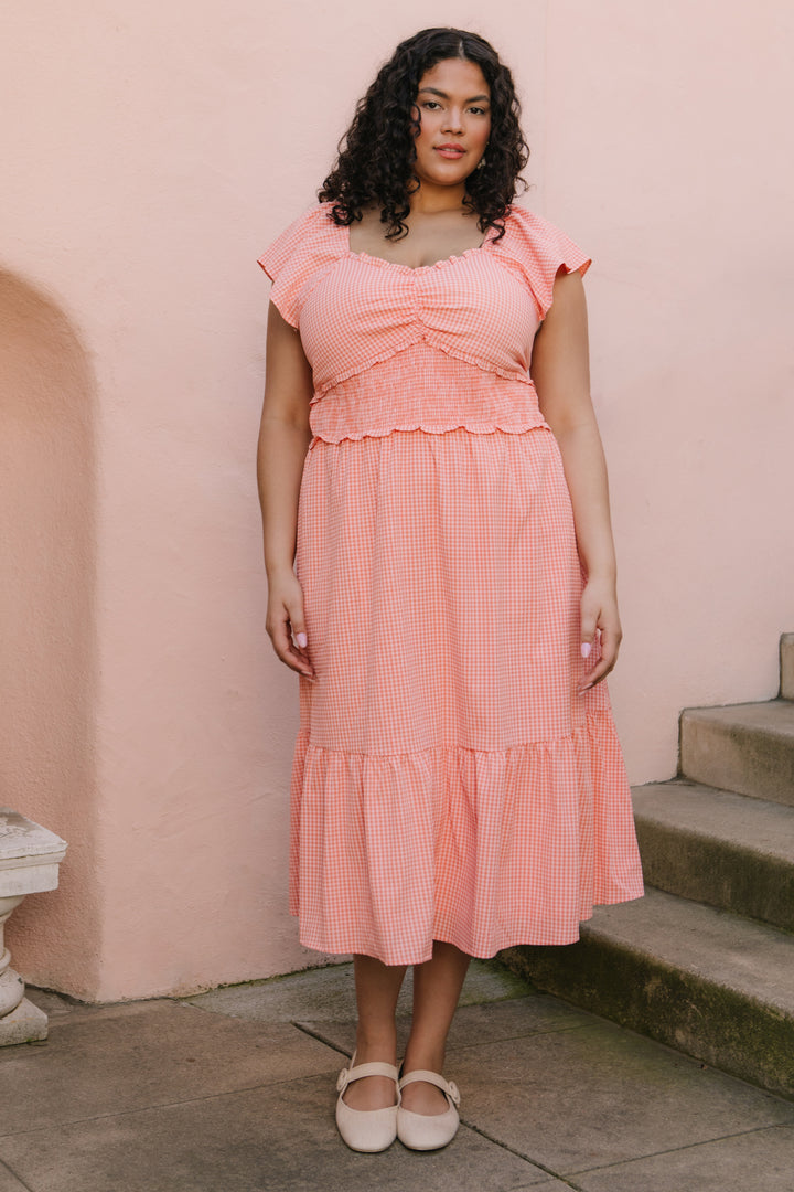 Gidget Dress in Orange Gingham