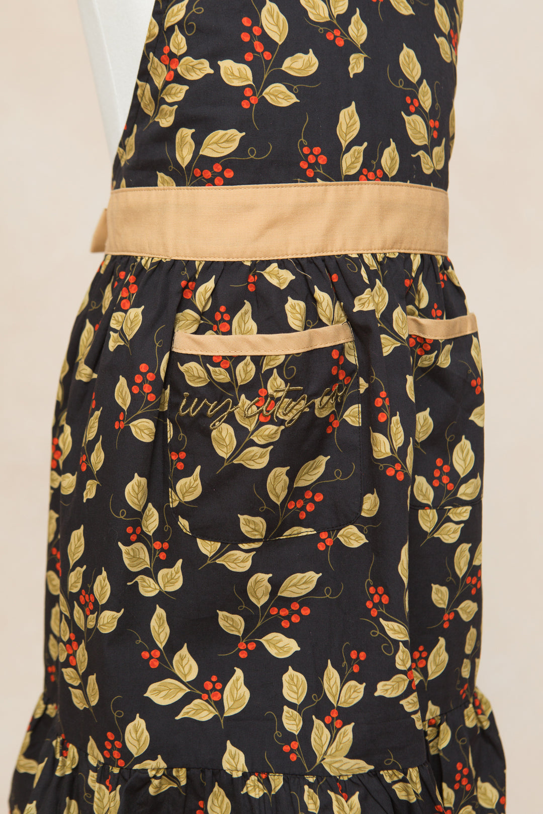 Mini Ivy Apron in Sophia Holly Berry Cotton - FINAL SALE