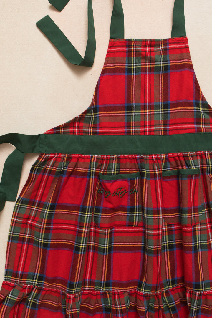 Mini Ivy Apron in Madeline Holiday Plaid Cotton