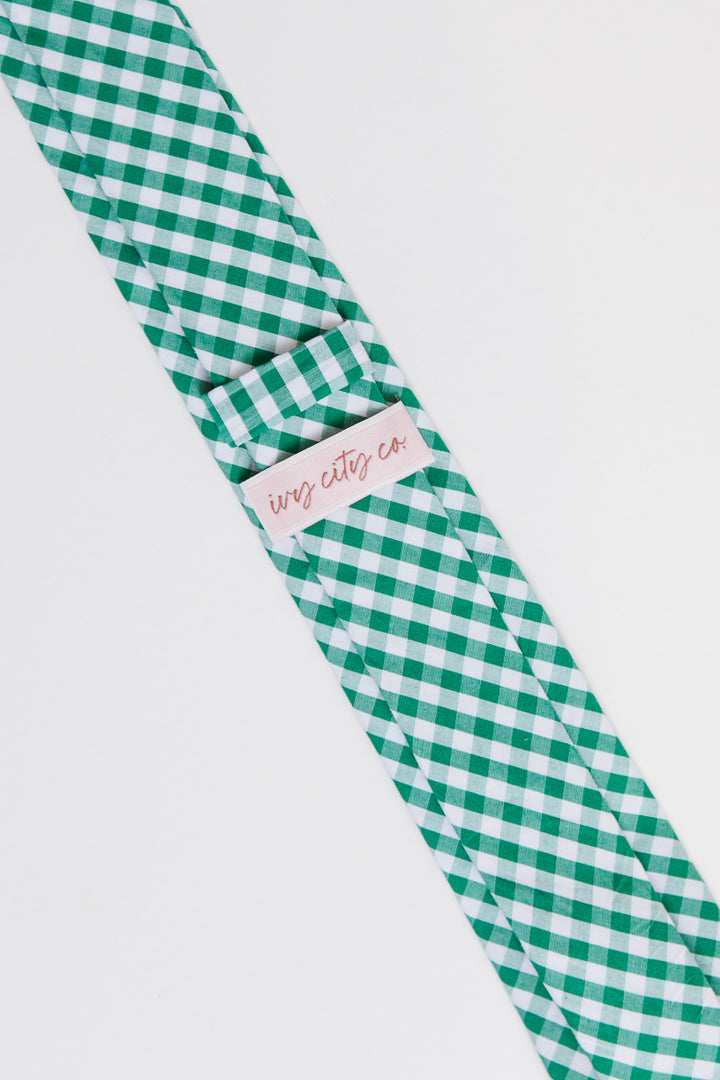 Mens Max Tie in Green Gingham - FINAL SALE