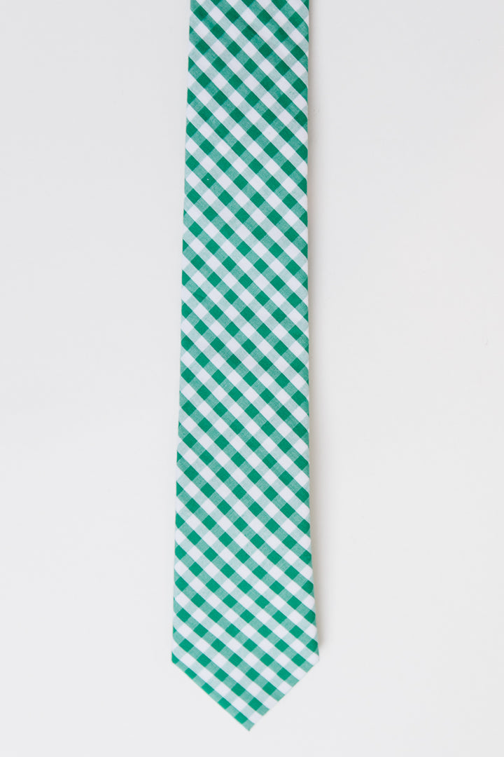 Mens Max Tie in Green Gingham - FINAL SALE