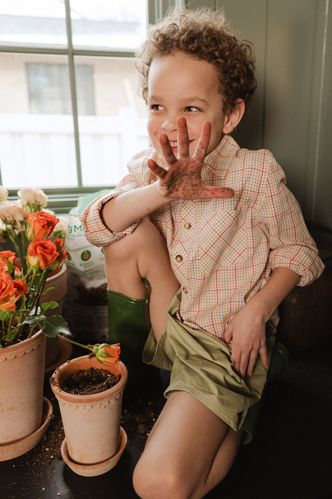 Boys John Shirt in Hattie Multicolor Gingham