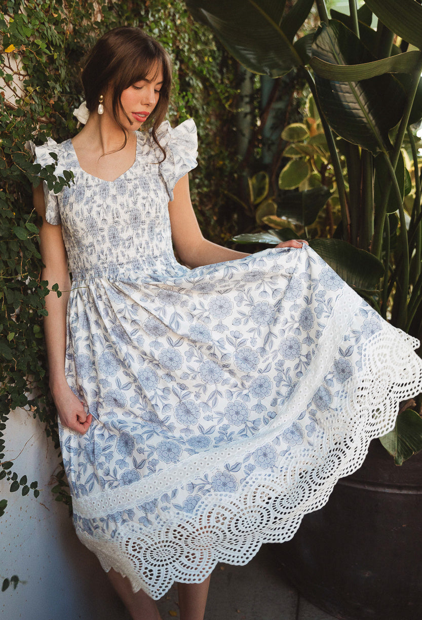 Hattie Dress in Blue Floral