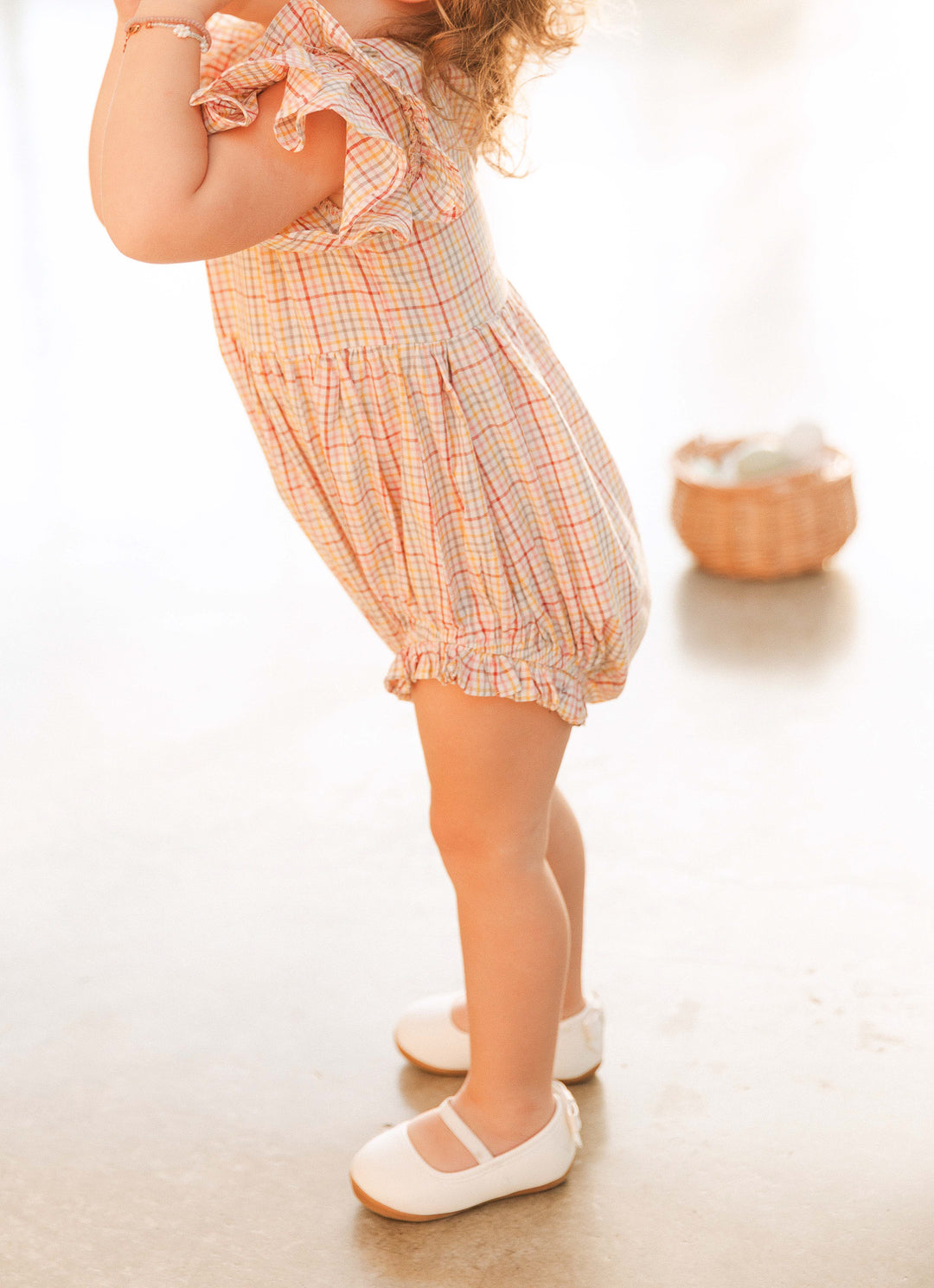 Baby Hattie Romper in Multicolor Gingham