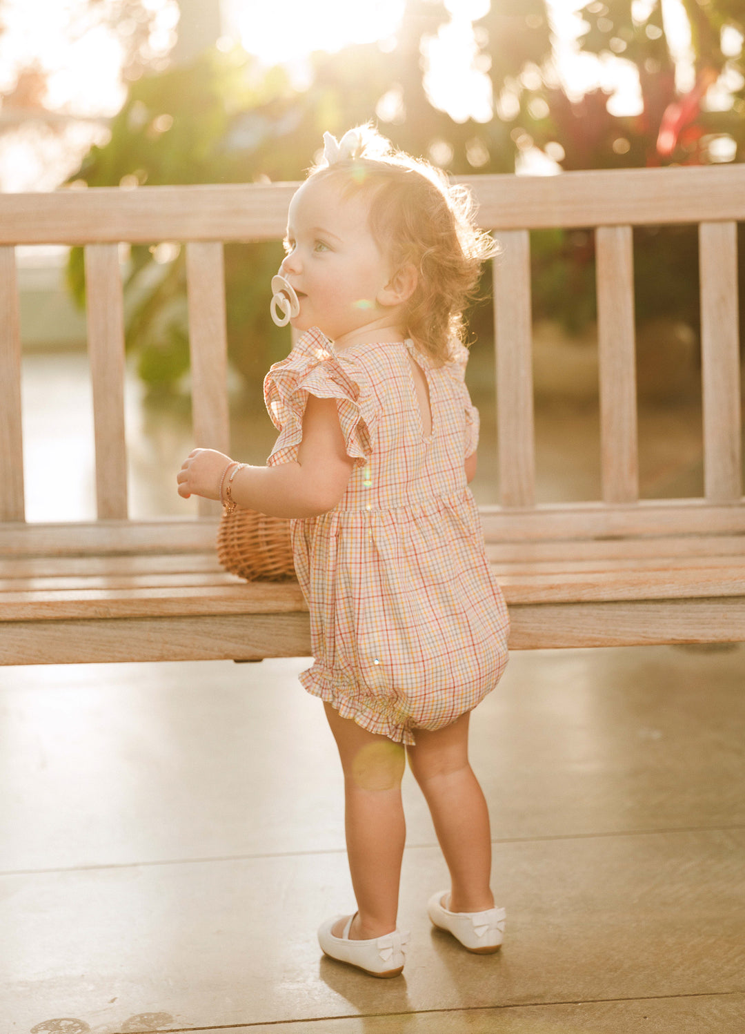 Baby Hattie Romper in Multicolor Gingham