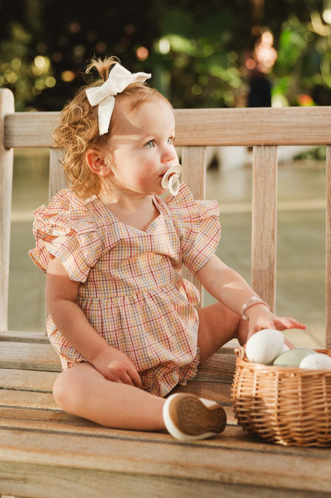 Baby Hattie Romper in Multicolor Gingham