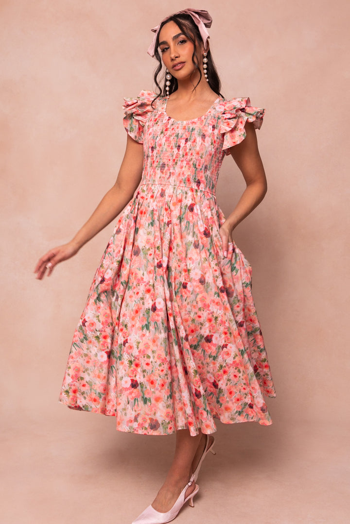 Hattie Dress in Watercolor Floral