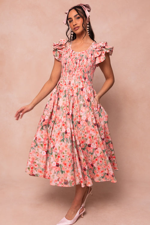 Hattie Dress in Watercolor Floral