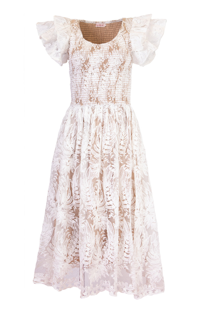 Hattie Dress in White Lace