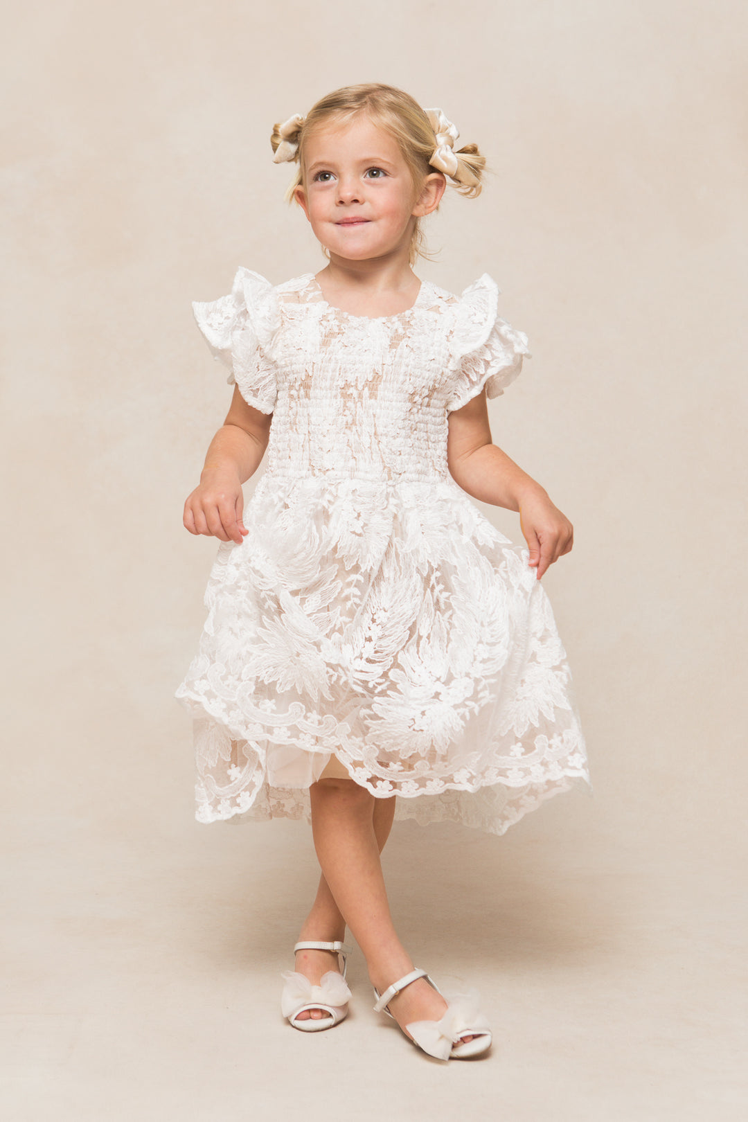 Mini Hattie Dress in White Lace