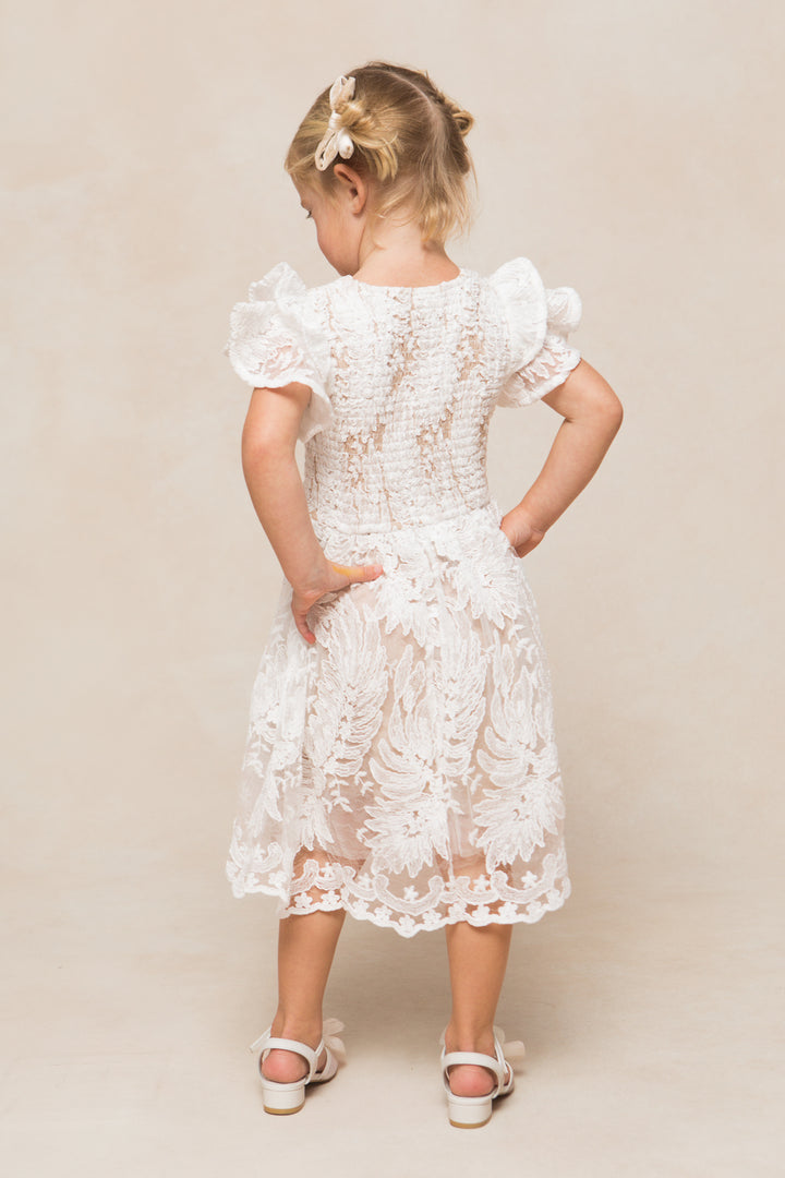 Mini Hattie Dress in White Lace