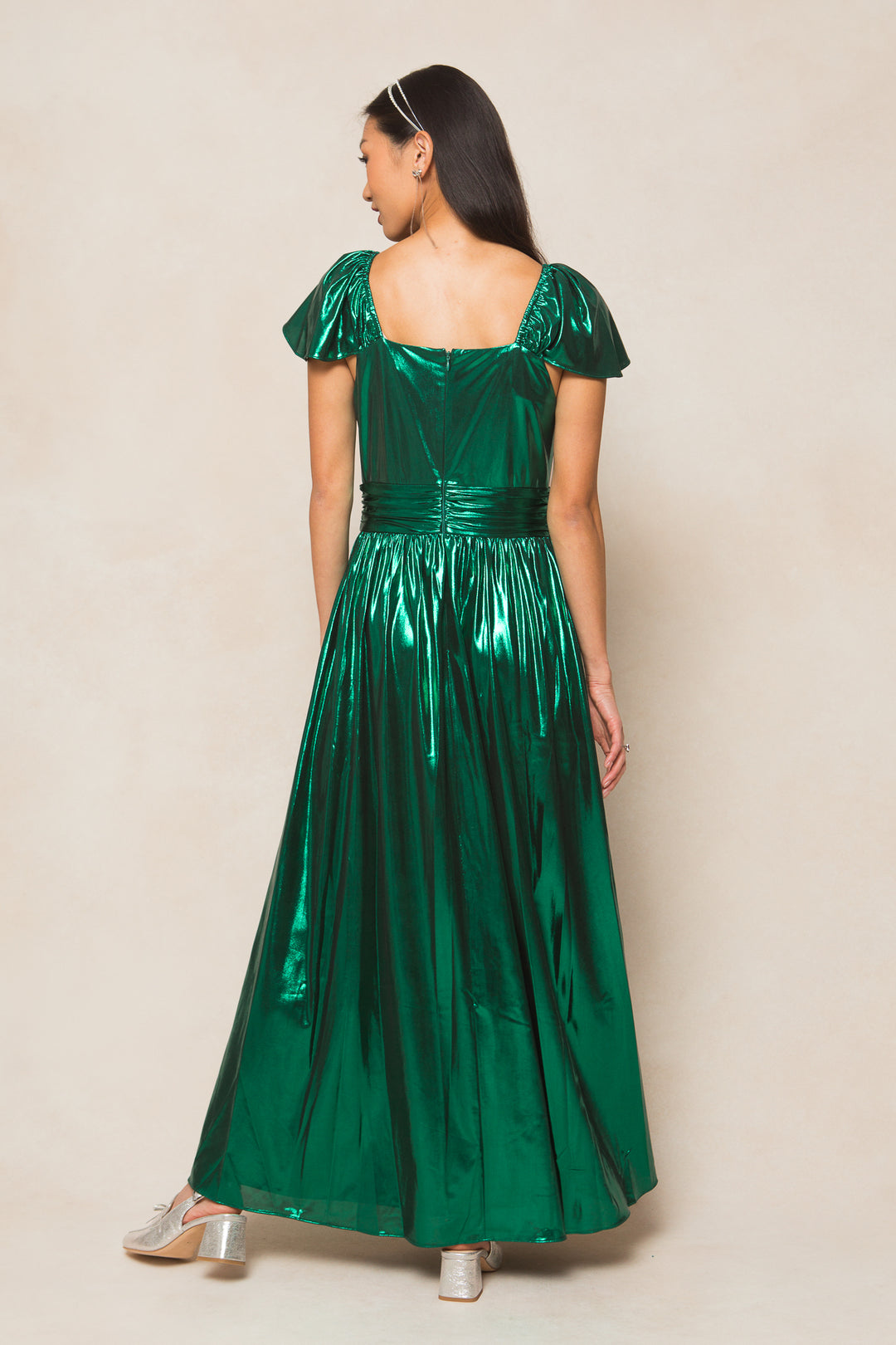 Hera Dress in Metallic Green - FINAL SALE