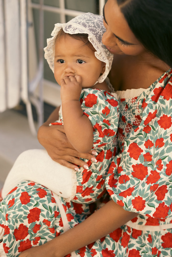 Baby Roselyn Romper in Red Floral - FINAL SALE