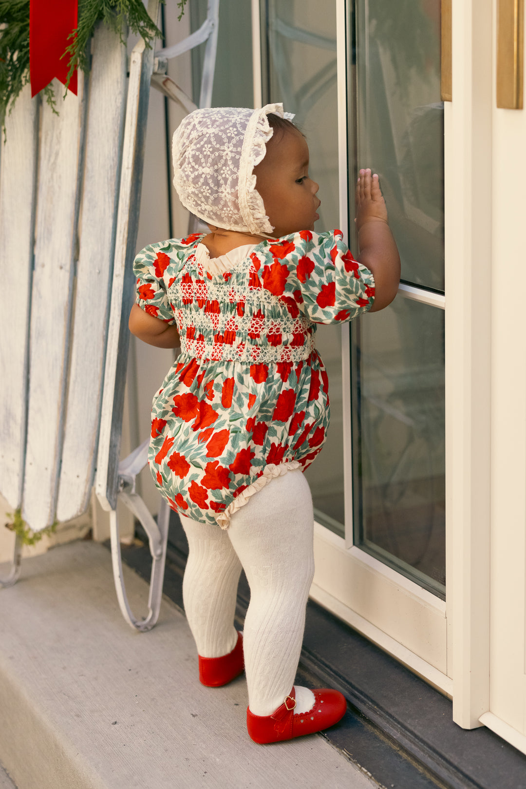 Baby Roselyn Romper in Red Floral - FINAL SALE