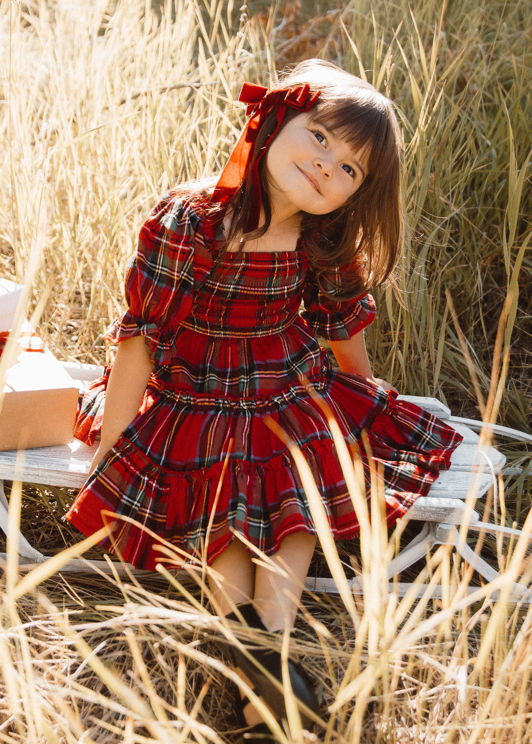 Mini Madeline Dress in Holiday Plaid