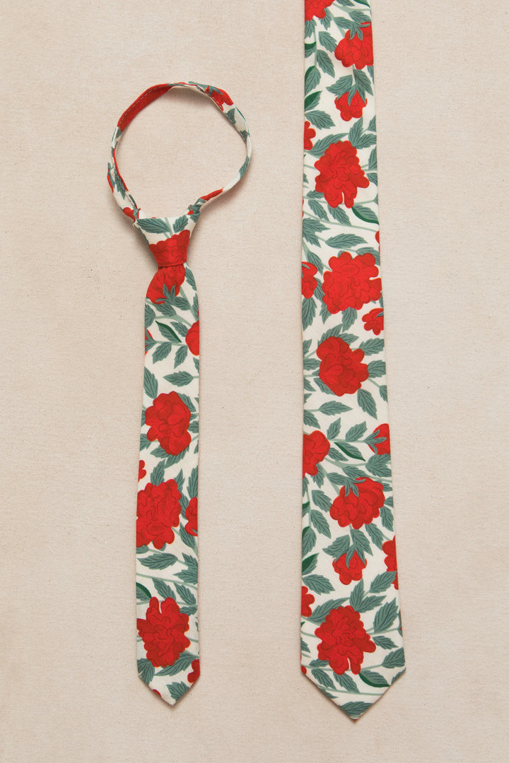 Ties in Roselyn Red Floral - FINAL SALE