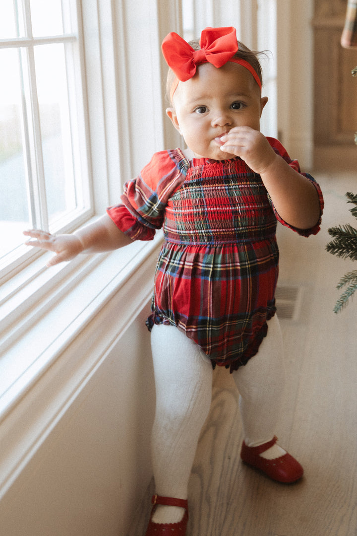 Baby Madeline Romper in Holiday Plaid - FINAL SALE