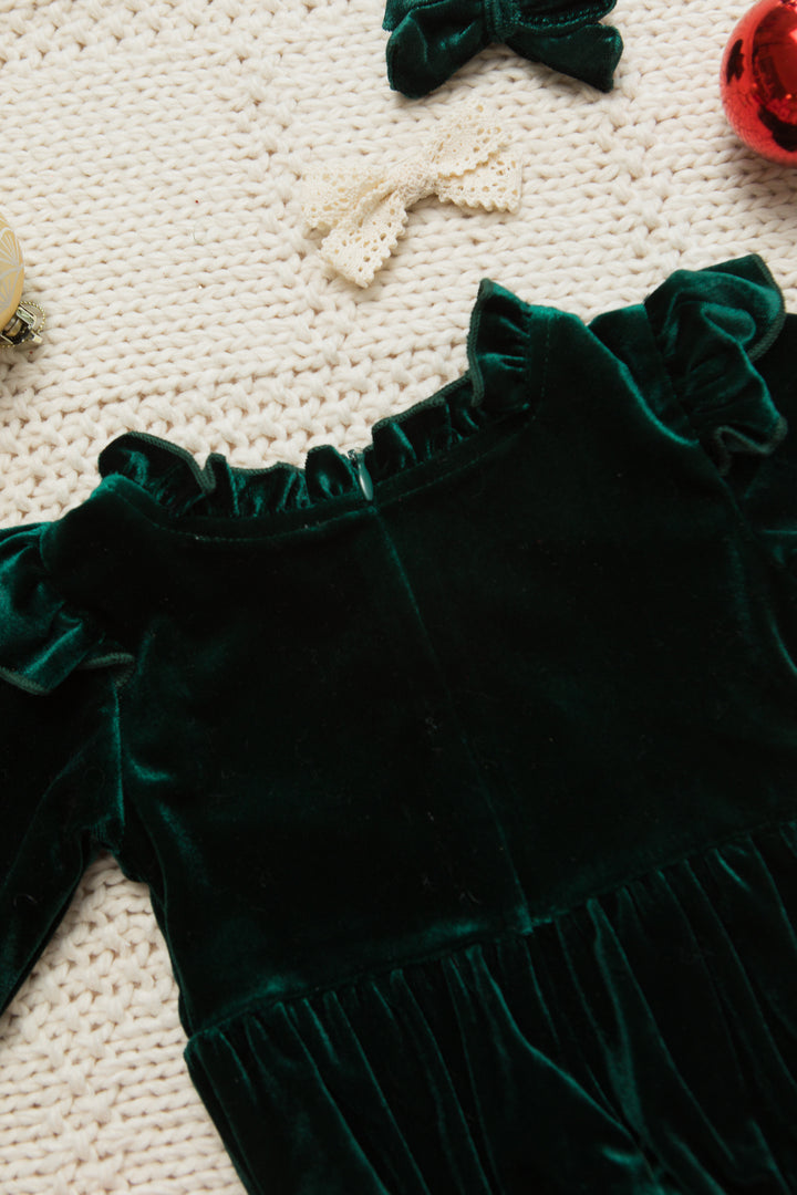 Baby Cleopatra Romper in Emerald Velvet