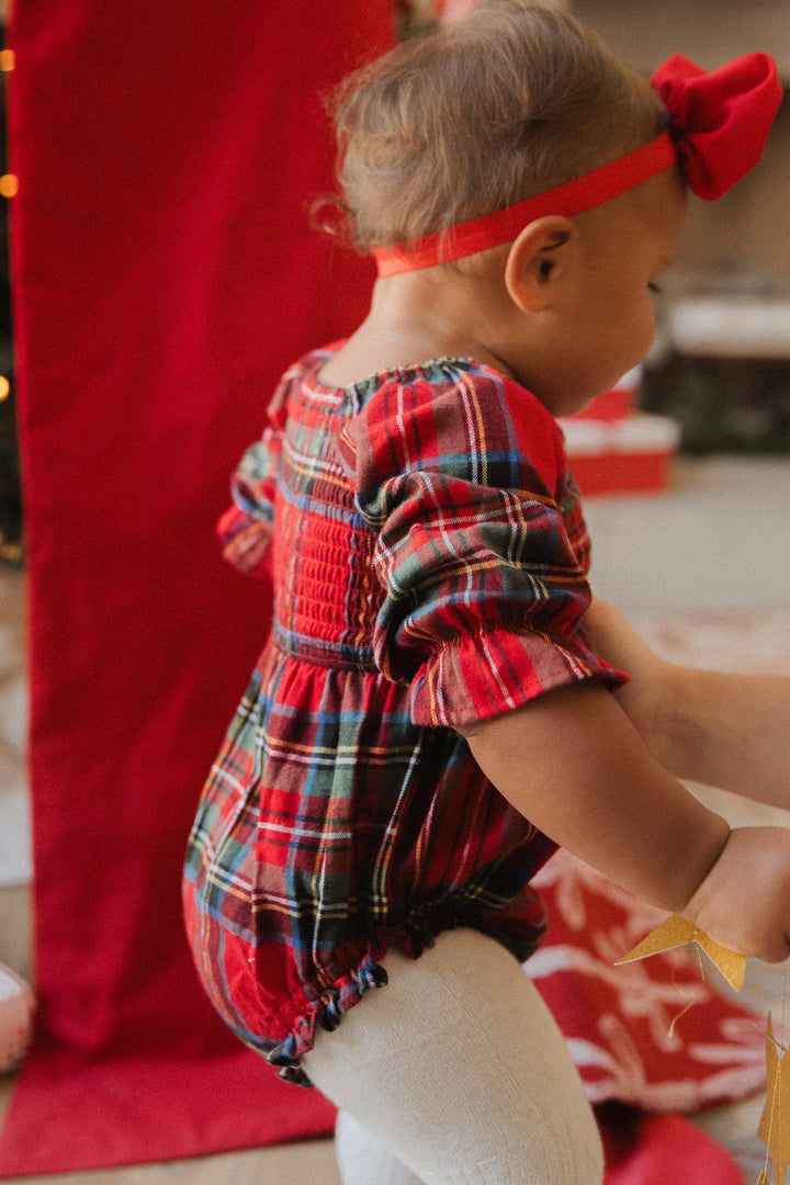 Baby Madeline Romper in Holiday Plaid - FINAL SALE