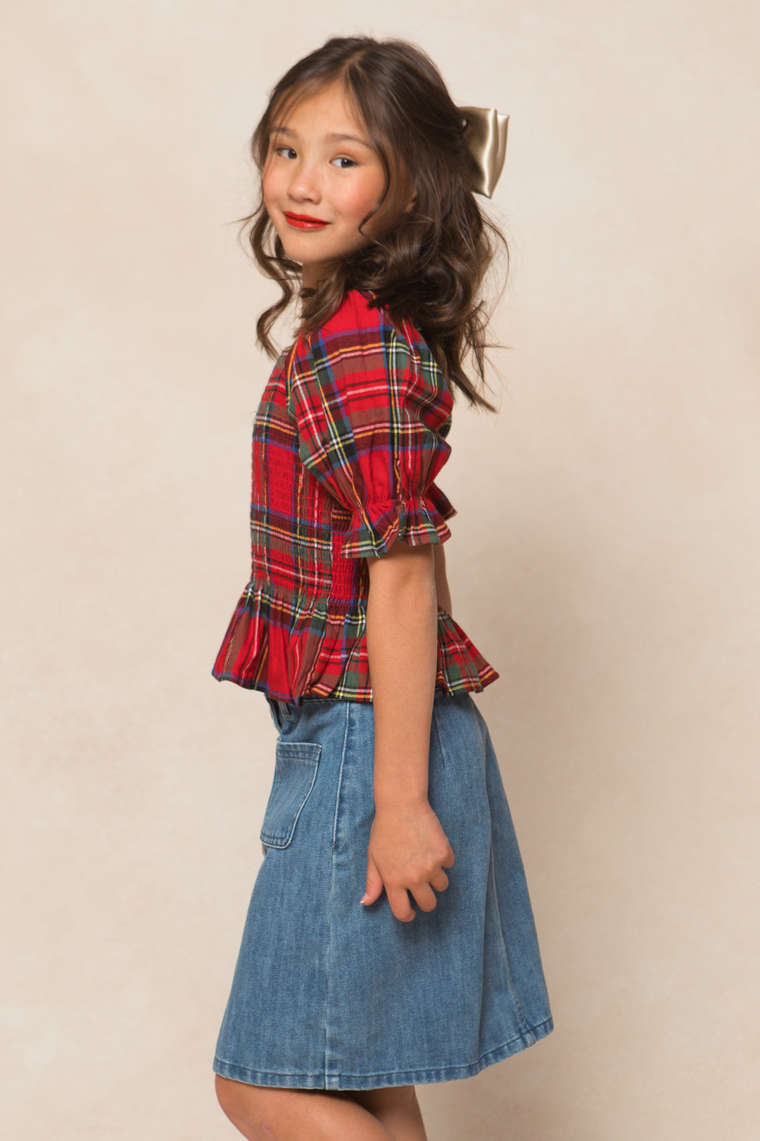 Mini Madeline Top in Holiday Plaid - FINAL SALE