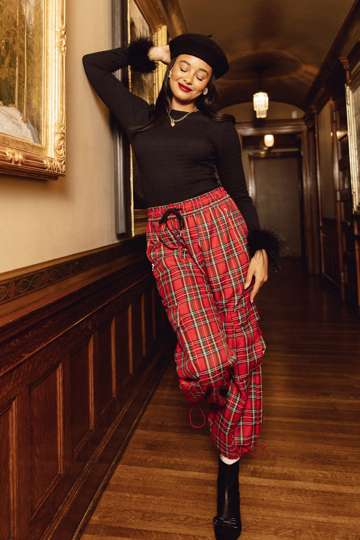 Nicole Cargo Pants in Holiday Plaid - FINAL SALE