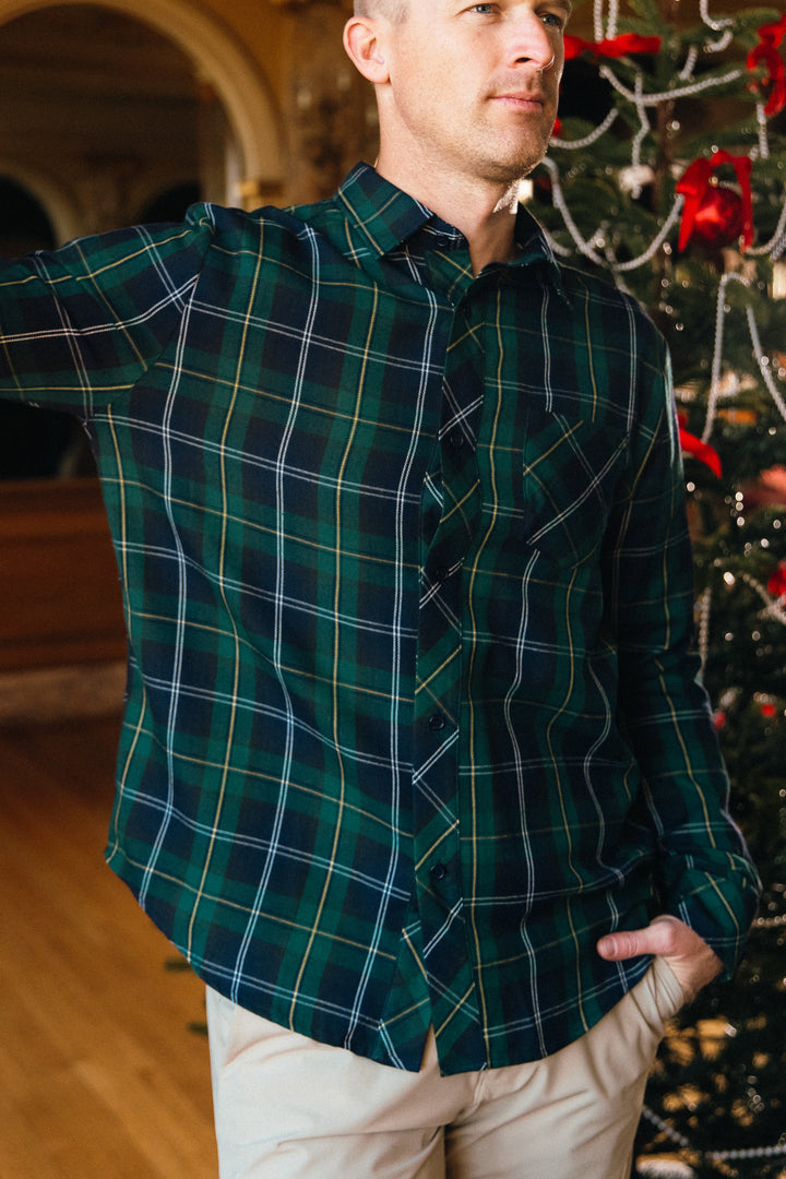 Mens John Shirt in Connie Navy Plaid - FINAL SALE