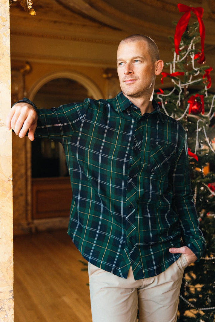 Mens John Shirt in Connie Navy Plaid - FINAL SALE