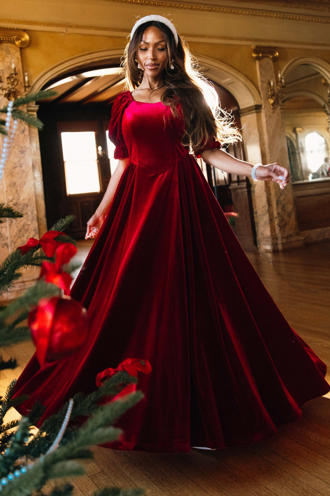 Enamored Dress in Red Velvet - FINAL SALE