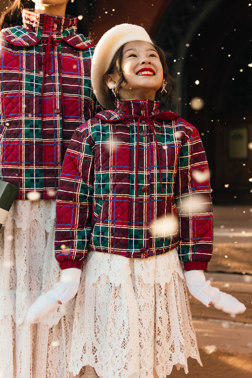 Mini McKenna Quilted Jacket in Holiday Plaid - FINAL SALE