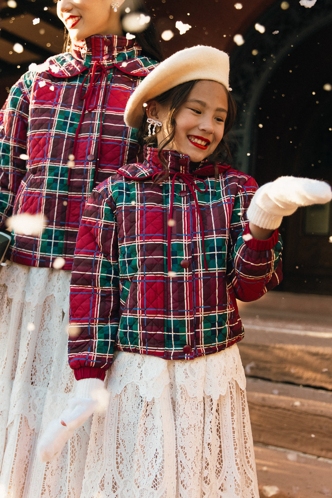 Mini McKenna Quilted Jacket in Holiday Plaid - FINAL SALE